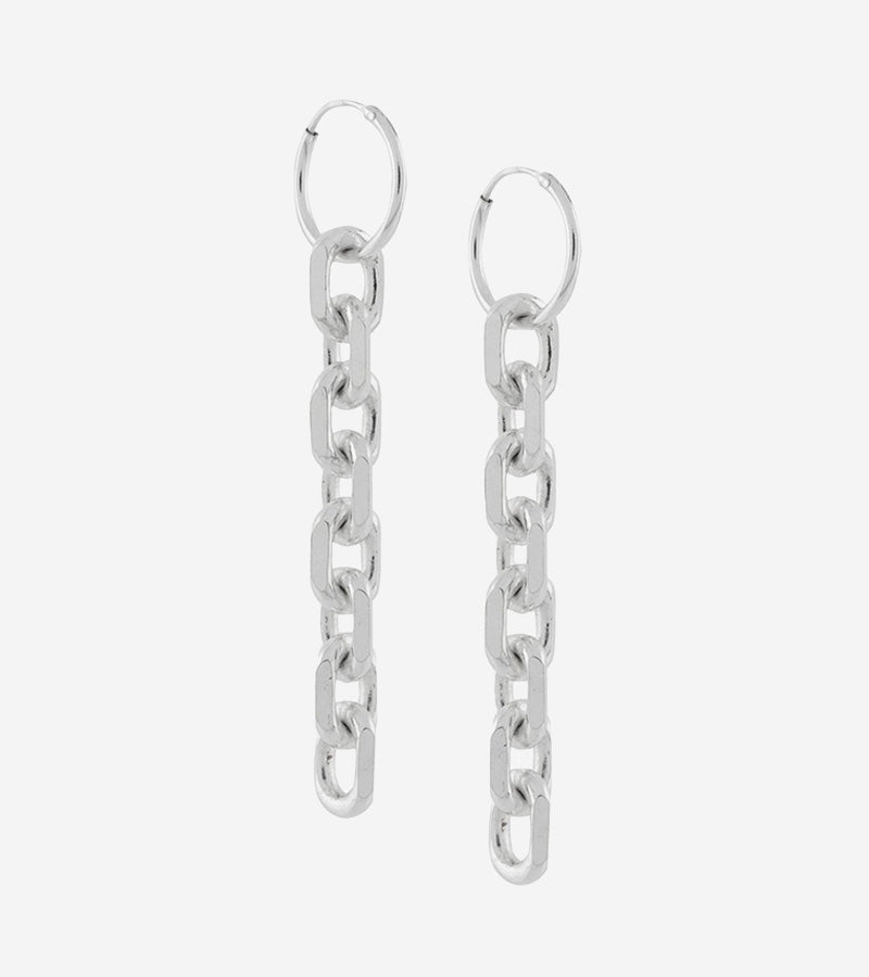 Silver Chunky Chain Earrings – Coup de Coeur - Main Image