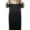 Coup de coeur london gold metallic ruffle silk slip dress