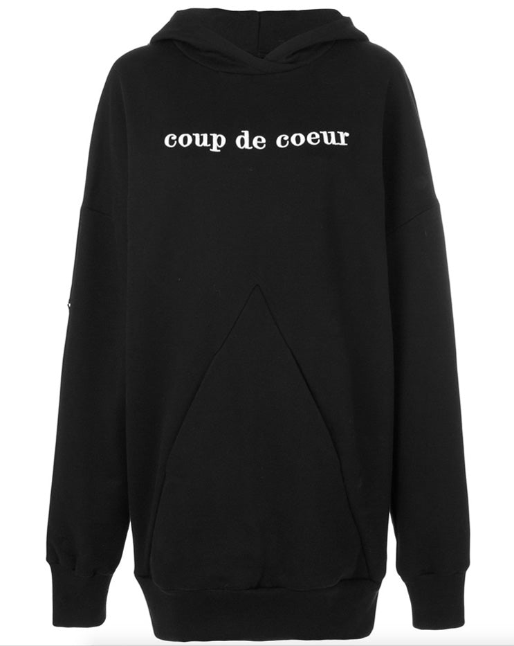 Coup de Coeur London Pyramid pocket white logo hoodie details