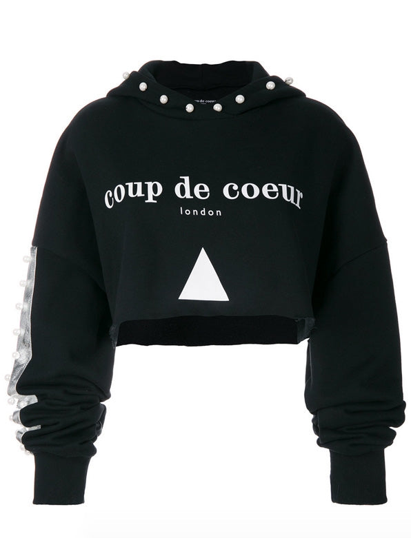 Coup de Coeur London Pearl cropped hoodie detail