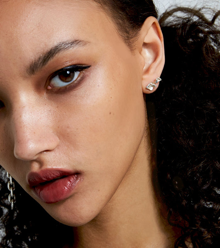 Sterling silver vortex single earring - contemporary statement single earring trend from one of Londons best selling sustainable demi-fine fashion jewellery brands Coup de Coeur