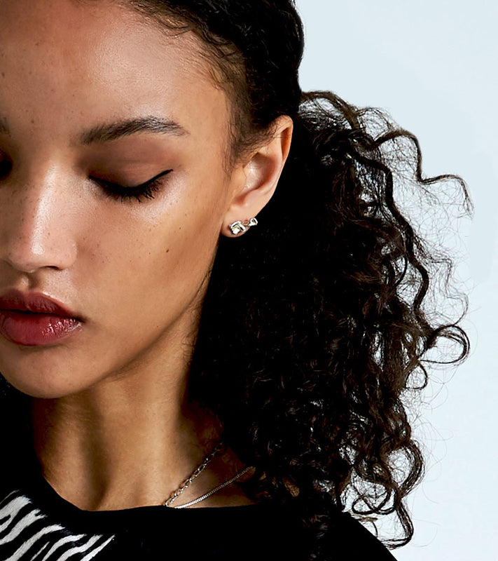 Sterling silver vortex single earring - contemporary statement single earring trend from one of Londons best selling sustainable fashion jewellery brands Coup de Coeur