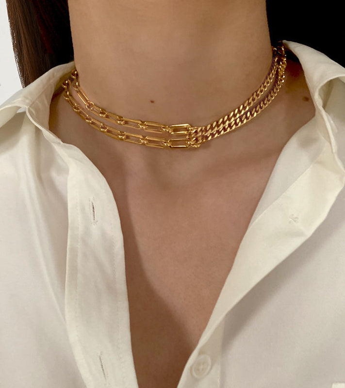 Coup de Coeur Gold mixed chain necklace