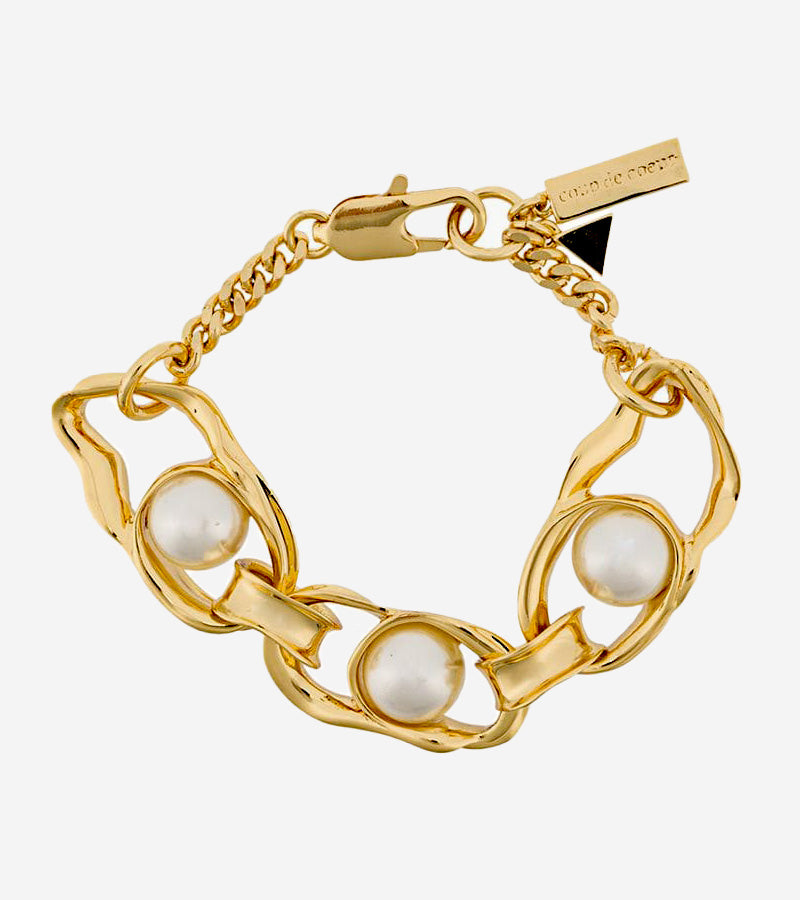 Gold Liquid Chain Pearl Bracelet