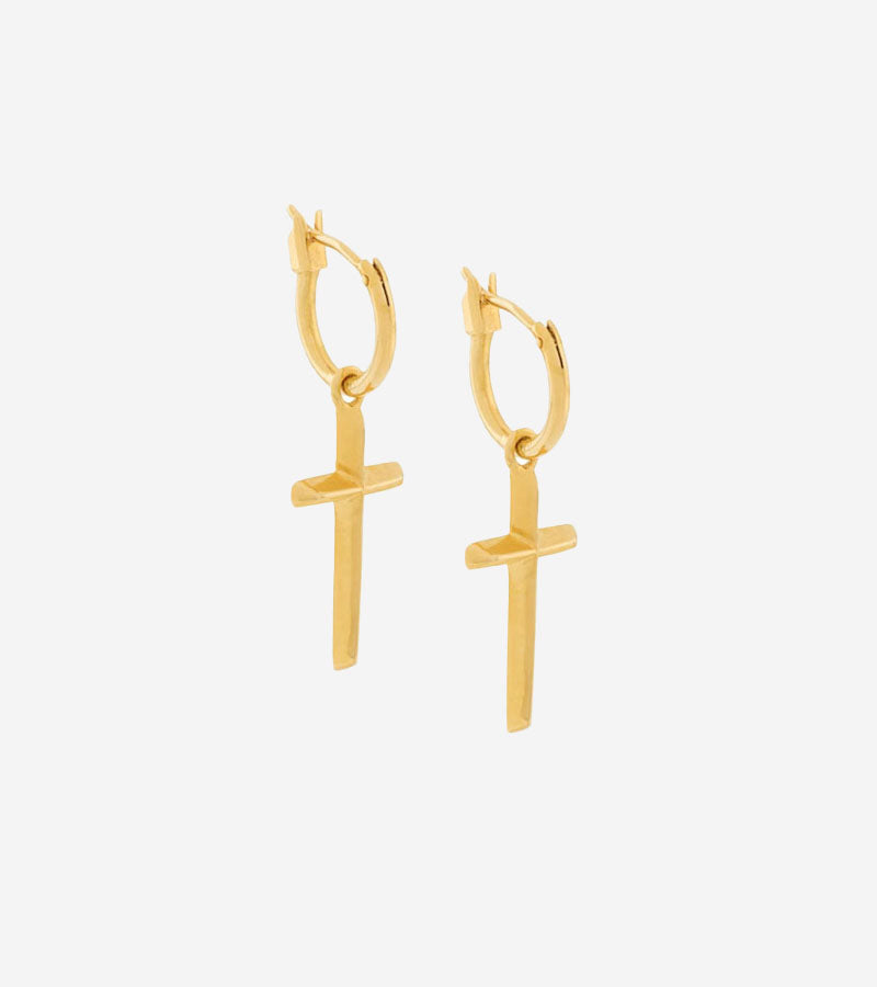 Coup de Coeur Gold cross hoop earrings