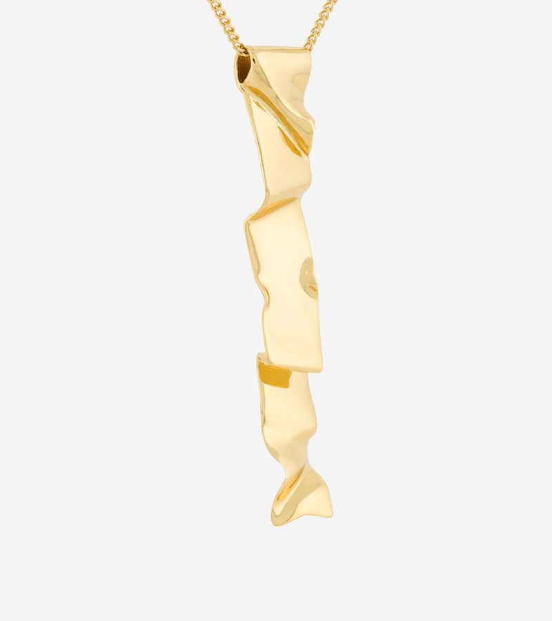Gold Wave Pendant Necklace