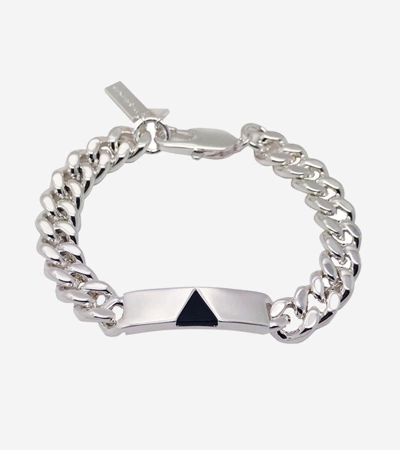 Silver Onyx Pyramid Tag Bracelet