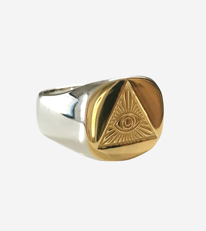 Coup de Coeur all Silver and gold vermeil all seeing eye ring