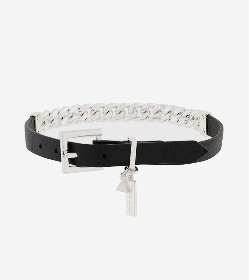 Coup de Coeur Silver chain leather choker / wrap bracelet 