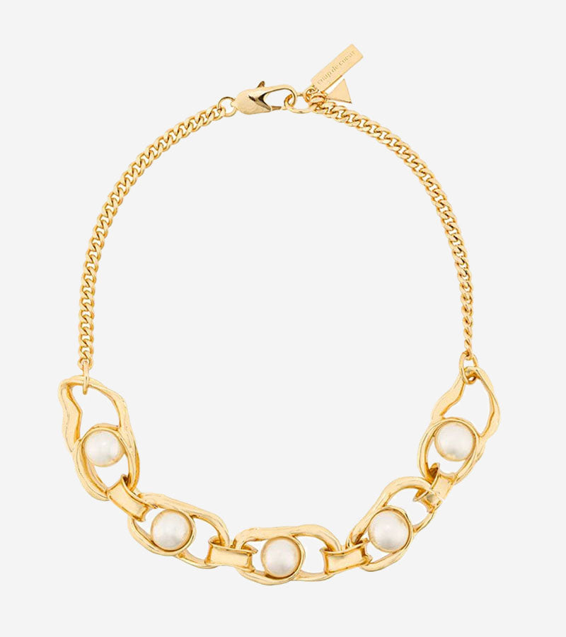 Coup de Coeur Gold liquid pearl chain necklace