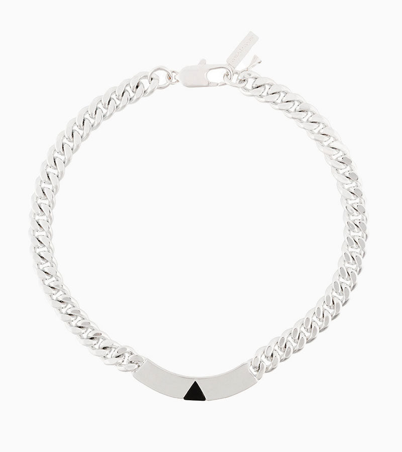 Coup de Coeur Silver onyx pyramid chain pendant necklace close up detail
