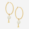Coup de Coeur Gold pearl triangle hoop earrings