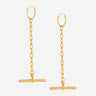 Coup de Coeur Gold T-bar drop earrings