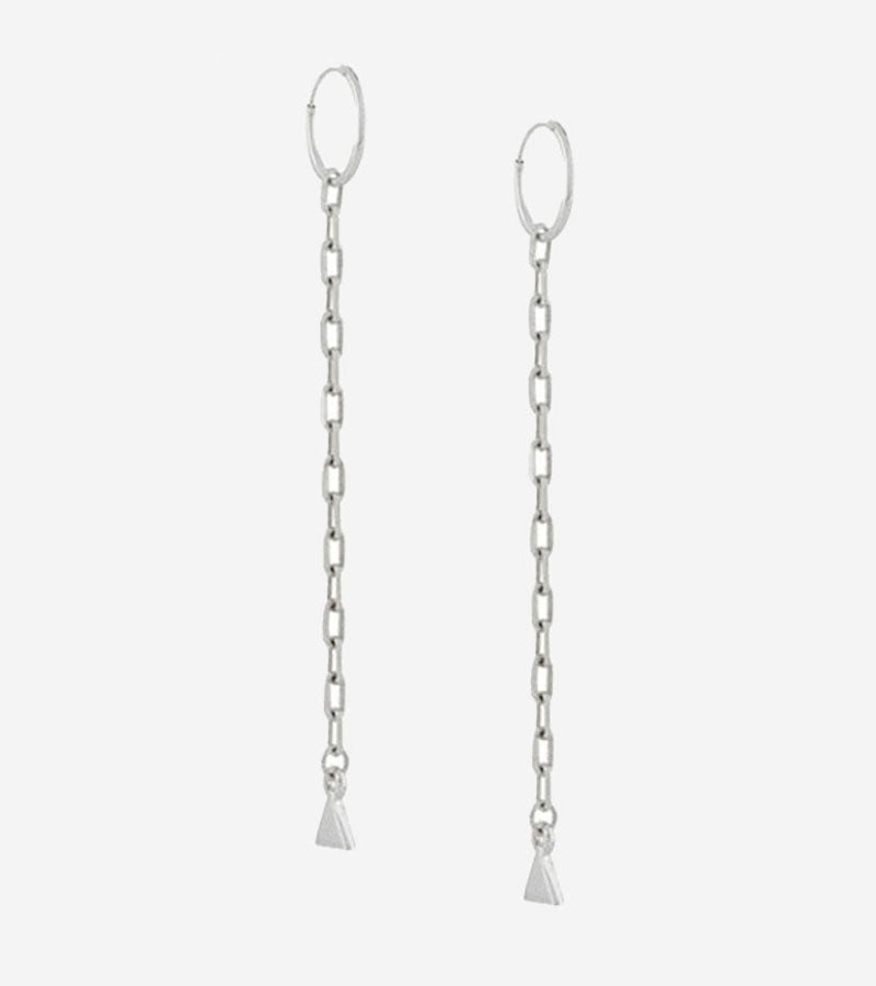 Coup de Coeur Sterling silver skinny chain earrings pair