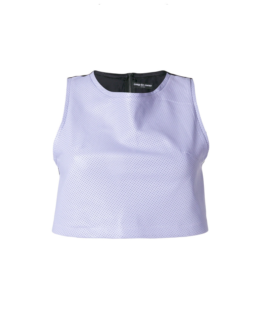 LILAC LEATHER CROP VEST WITH SILK BACK